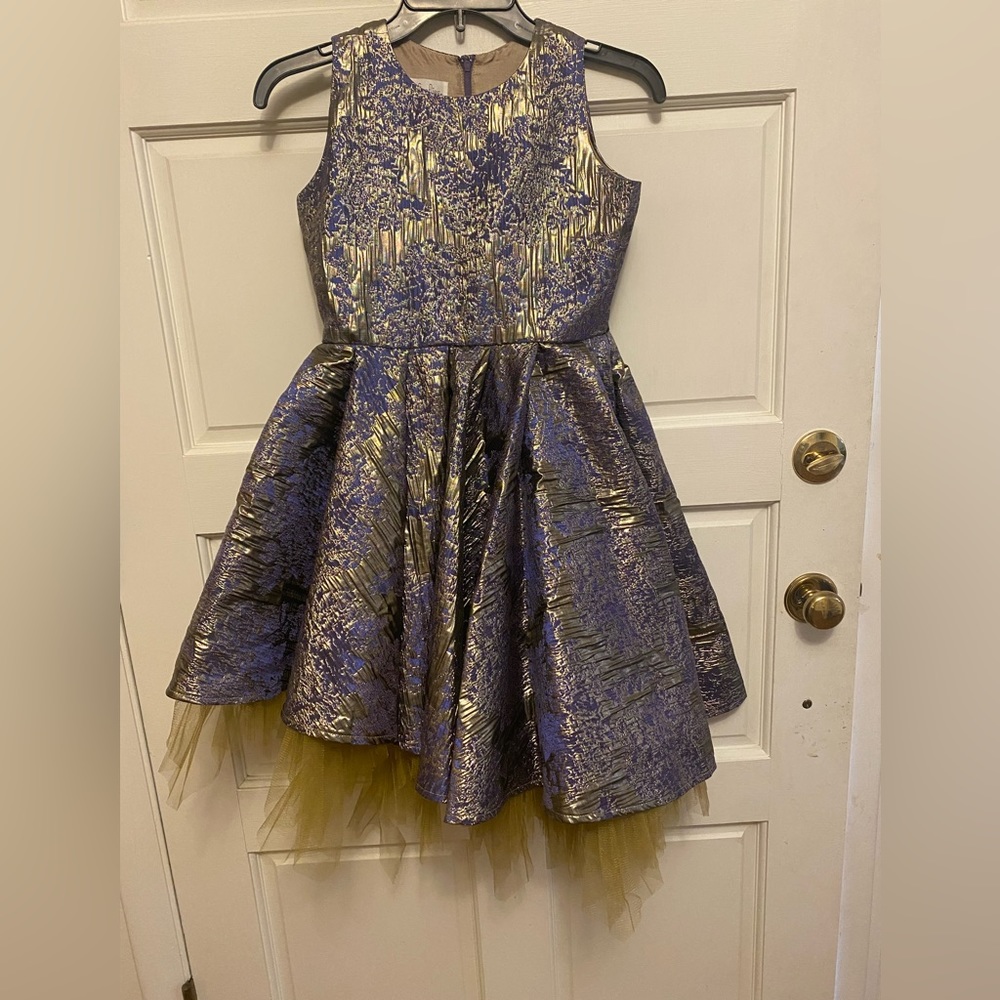 Tween blue and gold dress with till.